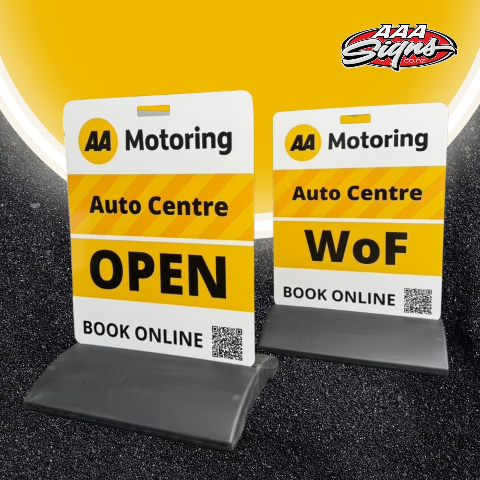 AA Motoring footpath A-frame signs