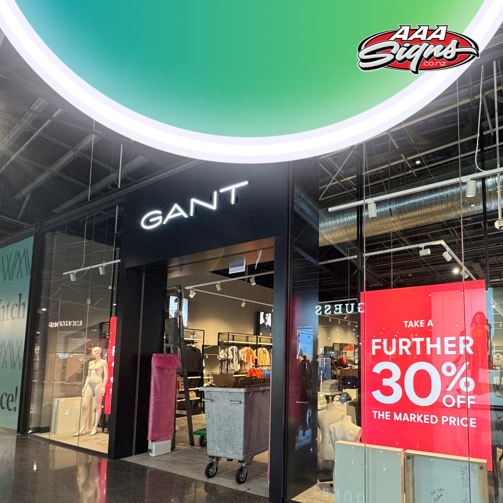 GANT store illuminated ring sign
