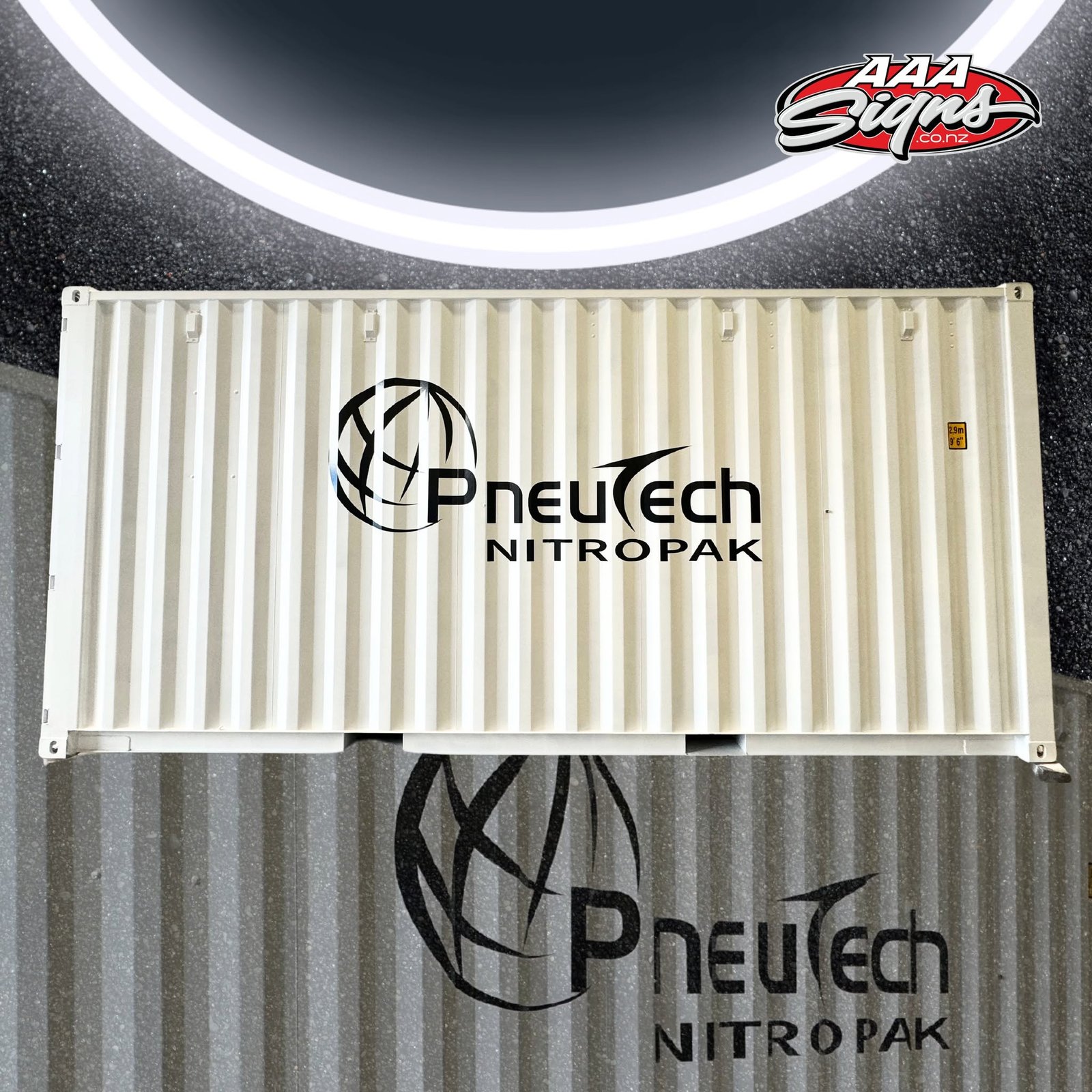 Pneutech Nitropak cut vinyl container signage
