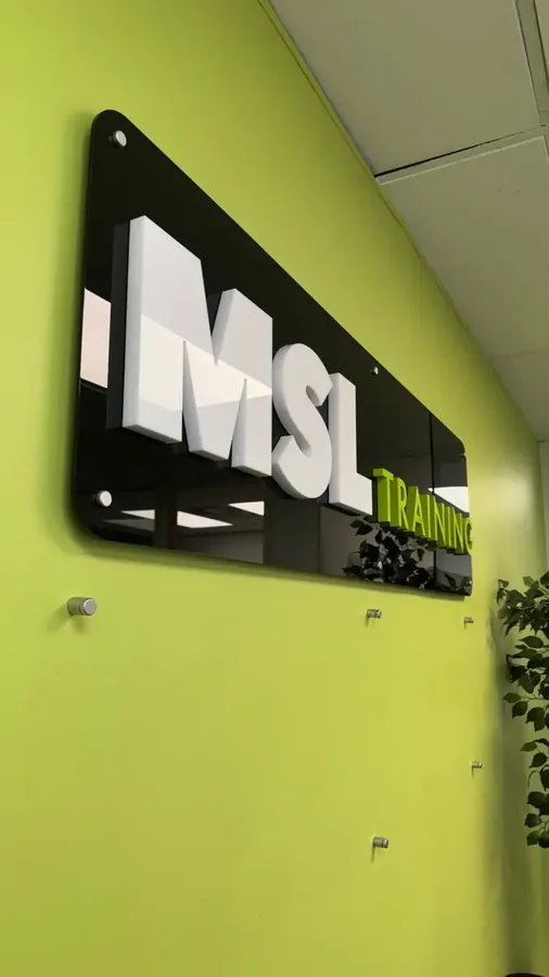 MSL Training dimensional letters on acrylic backer