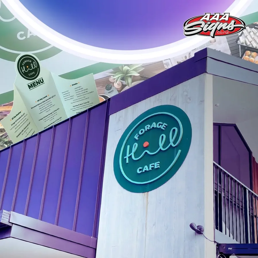 Forage Hill Cafe illuminated shopfront sign