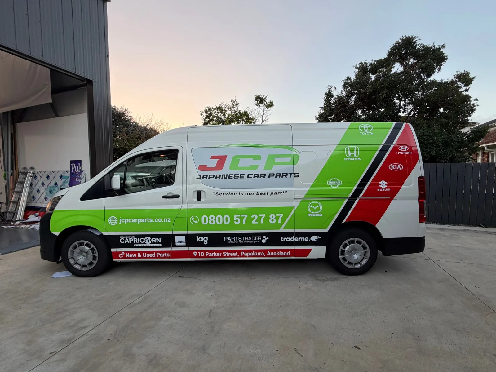 JCP Japanese Car Parts Toyota Hiace van with full colour fleet livery by AAA Signs