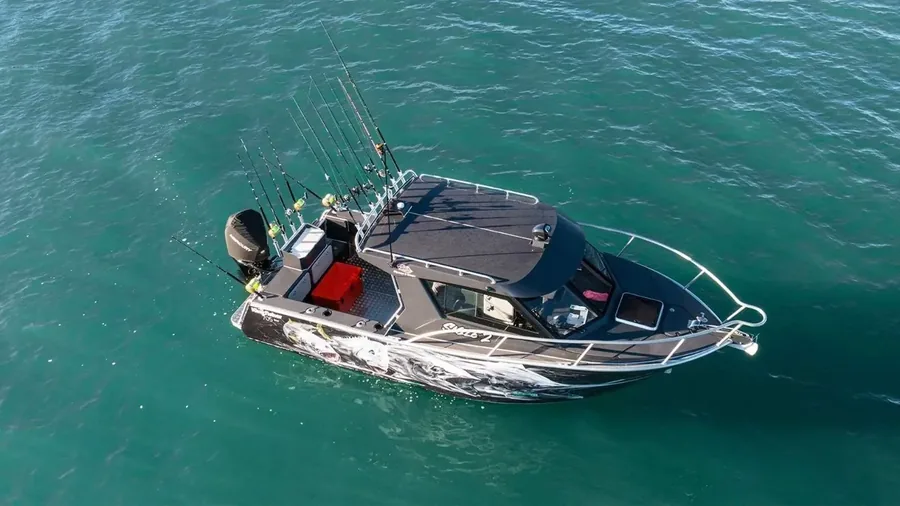 Aerial view of the Kingfisher 705 on the water, Auckland